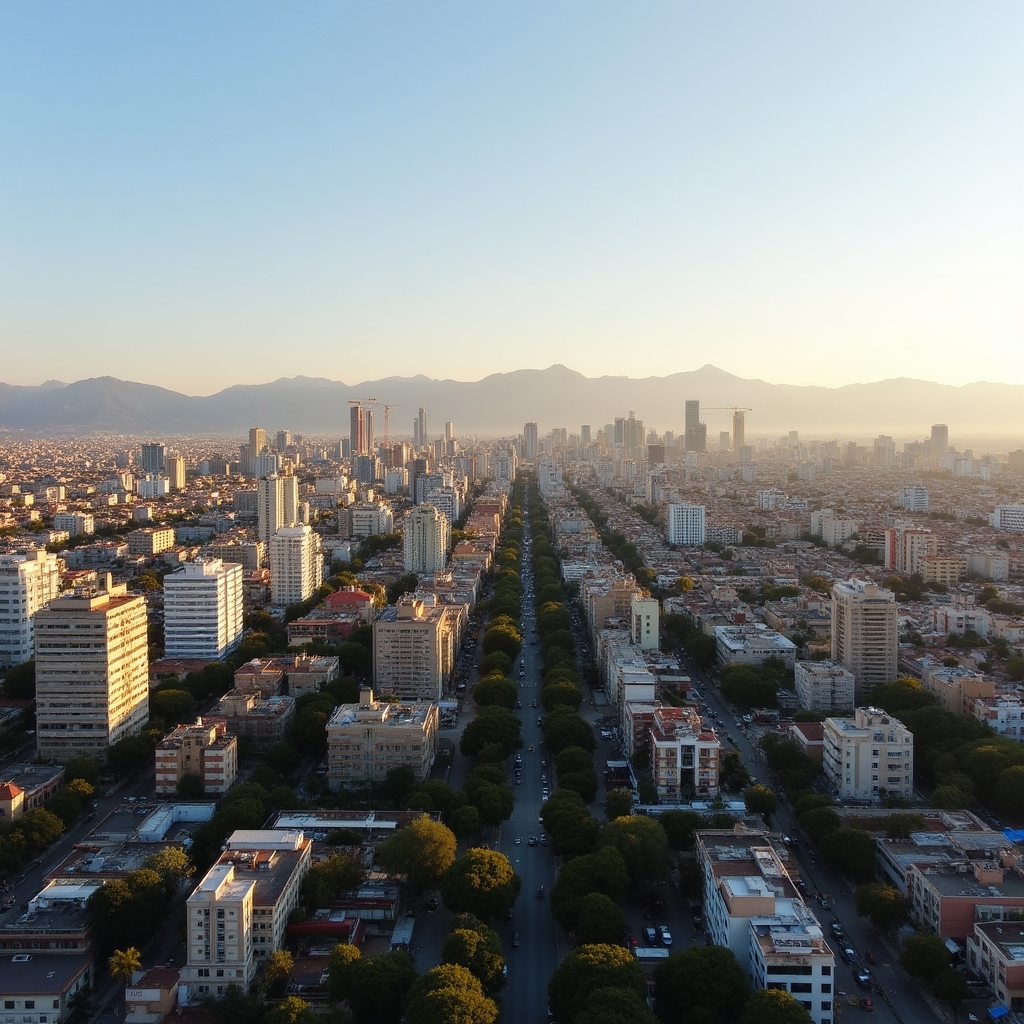 Aerial view of Santiago, Chile, showing dense urban residential and commercial development